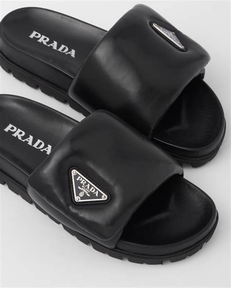 prada wicker slides|Prada leather slides black padded.